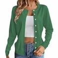 thumbnail image 1 of Cardigan Sweaters For Women Lightweight Crew Neck Long Sleeve Cardigan Sweater Fall Fashion Outfits Clothing Covering Yarn Blending Jackets Outerwear Jackets 1Pc Green Xl Sweaters For Women, 1 of 5
