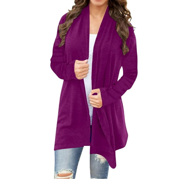 Cardigan Sweaters For Women Lightweight Knit Loose Long Sleeve Cardigan Sweater Casual Soft Drape Open Front Fall Dusters Polyester Spandex Blending Jackets 1Pc Purple Xl Sweaters For Women