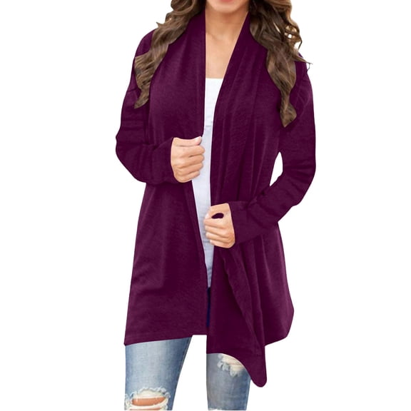 Cardigan Sweaters For Women Lightweight Knit Loose Long Sleeve Cardigan Sweater Casual Soft Drape Open Front Fall Dusters Polyester Spandex Blending Jackets 1Pc Purple M Sweaters For Women