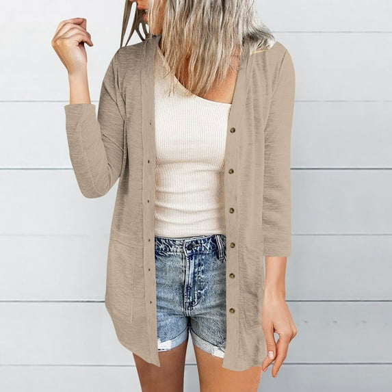 Cardigan Sweaters for Women Long Sleeves Knit Solid Color Cardigans Open Front Shrugs Sweaters Casual Lightweight Loose Fit Outwear Available In Plus Size S-3XL