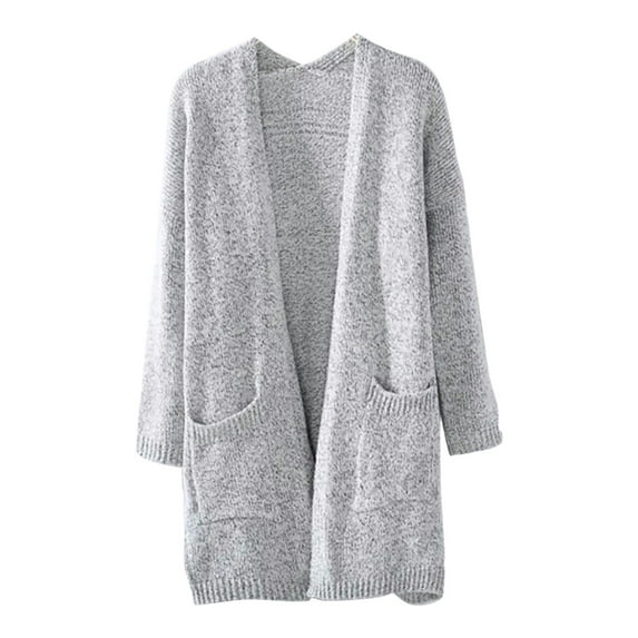 Cardigan Sweaters For Women New Fall And Winter Fashion Loose Mid Length Knit Cardigan Sweater Foreign Trade Sweater Knit Blending Coats Outerwear Jackets 1X Gray 3Xl Sweaters For Women