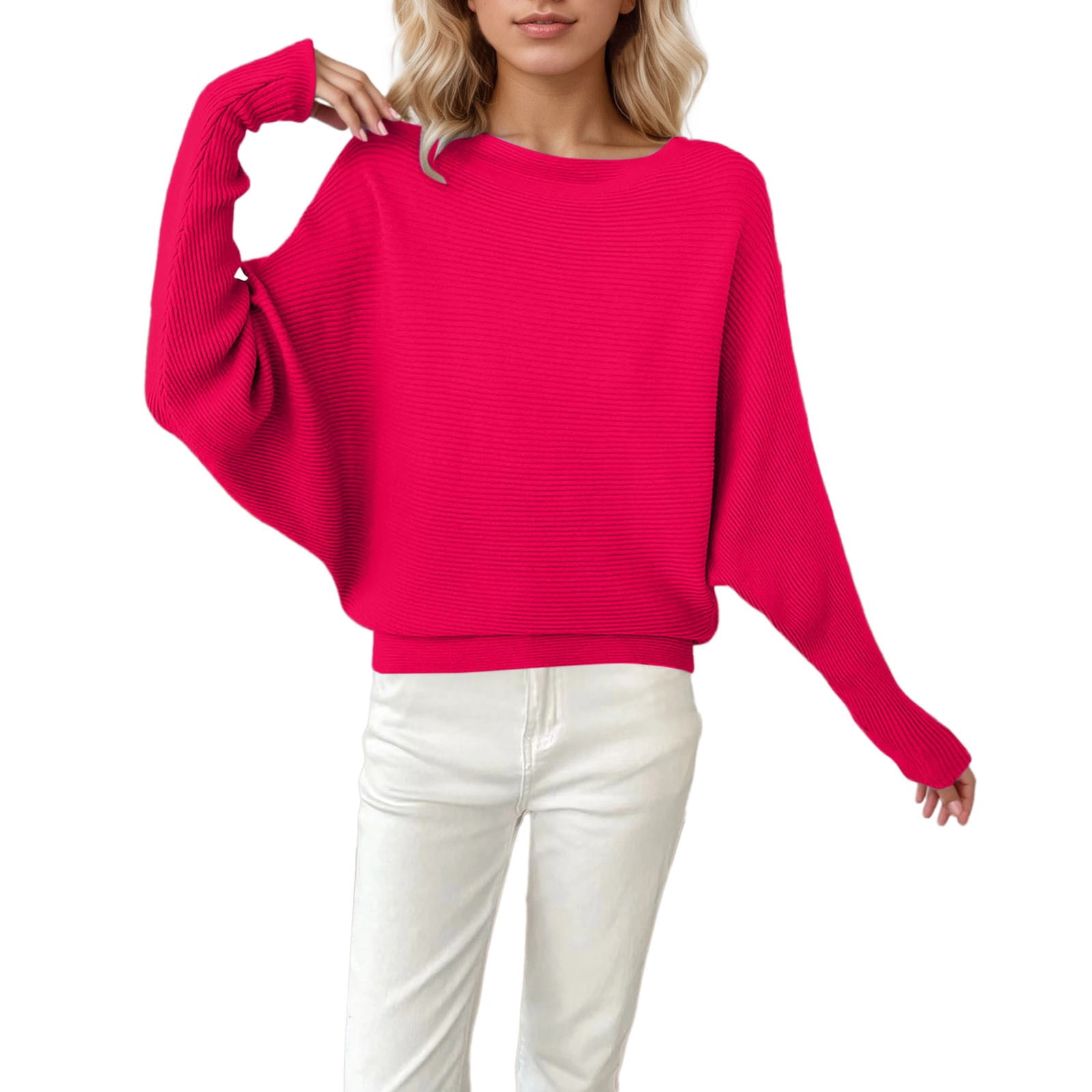 SALENT Women's Oversized Chunky Knit Sweater – Batwing Sleeve, Loose Tunic, Soft Polyester, Fall/Winter Pullover