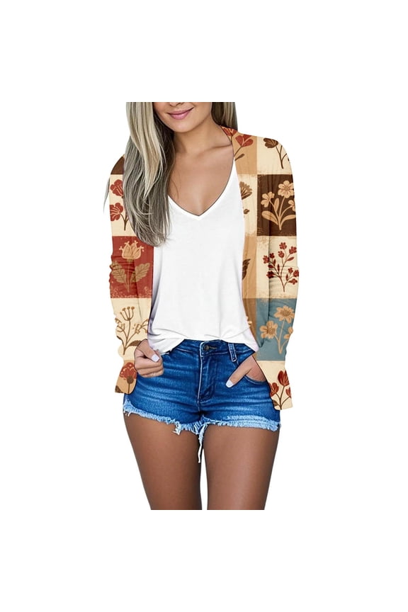 Cardigan Sweaters For Women Printed Fashion Casual Long Sleeves Cardigan Polyester Spandex Polyester Cardigan Outerwear Jackets 1Pc Green 2Xl Sweaters For Women