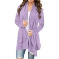 thumbnail image 1 of Cardigan Sweaters For Women Solid Color European American Mid Length Coarse Knit Cardigan Polyester Spandex Blended Cardigan Outerwear Jackets 1X Purple M Sweaters For Women, 1 of 6