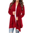 thumbnail image 1 of Cardigan Sweaters For Women Solid Color European American Mid Length Coarse Knit Cardigan Polyester Spandex Blended Cardigan Outerwear Jackets 1X Red Xl Sweaters For Women, 1 of 6
