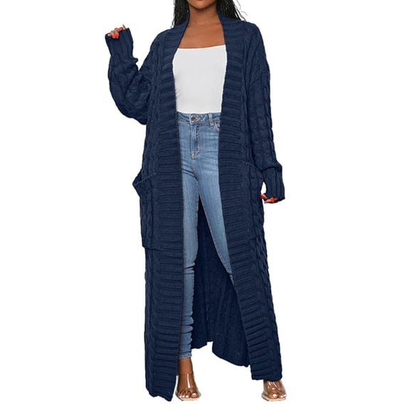 Cardigan Sweaters For Women Solid Color Long Sleeved Loose Knit Sweater Outerwear Long Cardigan Casual Style Suitable For Daily Outdoor Wear Women's Outerwear Jackets & Coats