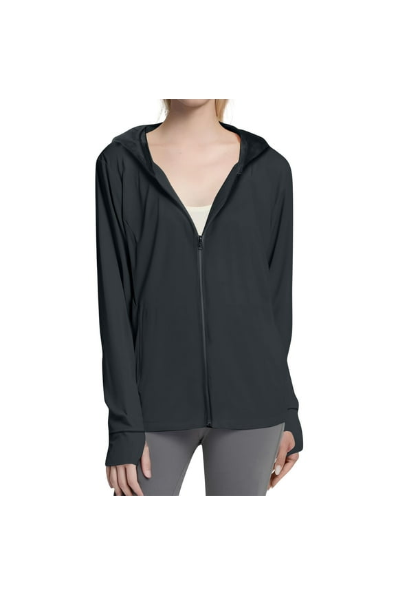 Cardigan Sweaters For Women Solid Color Sun Clothing Jacket Lightweight Close Fitting Sports Outdoor Long Sleeve Zipper Jacket Nylon Spandex Blending Shirts 1Pc Black L Sweaters For Women