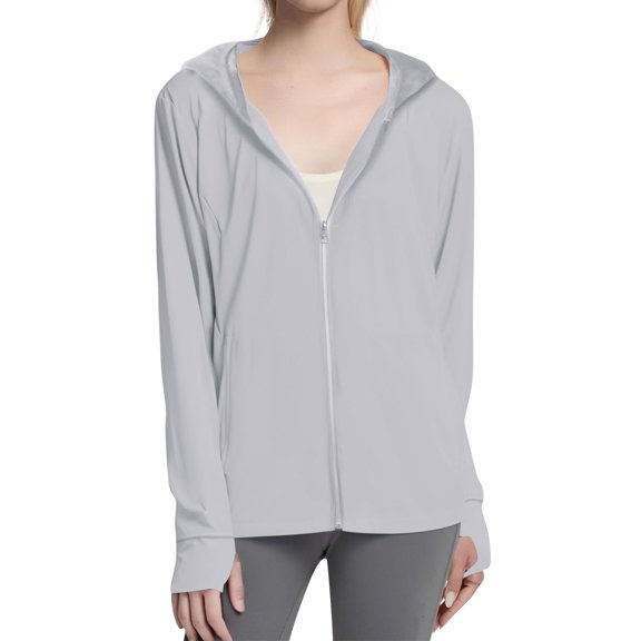 Cardigan Sweaters For Women Solid Color Sun Clothing Jacket Lightweight Close Fitting Sports Outdoor Long Sleeve Zipper Jacket Nylon Spandex Blending Shirts 1Pc Silver L Sweaters For Women