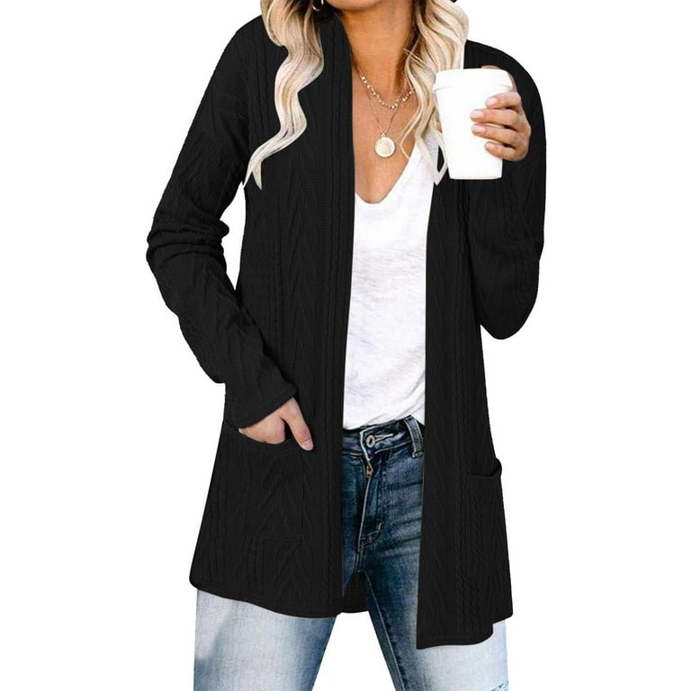 Cardigan Sweaters for Women Stylish Cozy Womens Cardigans Lightweight Long Sleeve Women s Knitted Cardigan Sweater Jacket Long Sleeve Solid Color Loose Patchwork Lightning Deals Of Today Prime Walmart...