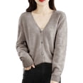 thumbnail image 1 of Cardigan Sweaters For Women Summer Autumn Winter Fashion Short Solid Color Knitted Cardigan Knitting Cotton Blended Cardigan Outerwear Jackets 1Pc Yellow M Sweaters For Women, 1 of 9