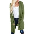 thumbnail image 1 of Cardigan Sweaters Women Women Open Front Long Sleeve Pure Color Hooded Knit Sweater With Double Pockets Cardigan Sweaters Green L, 1 of 7