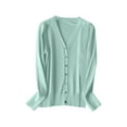 thumbnail image 1 of Cardigan Sweaters for Women Women's V Neck Knitted Cardigan Sweater Long Sleeve Spring Autumn Fashion Lightweight Layering Top Cardigans for Women Mint Green L, 1 of 2