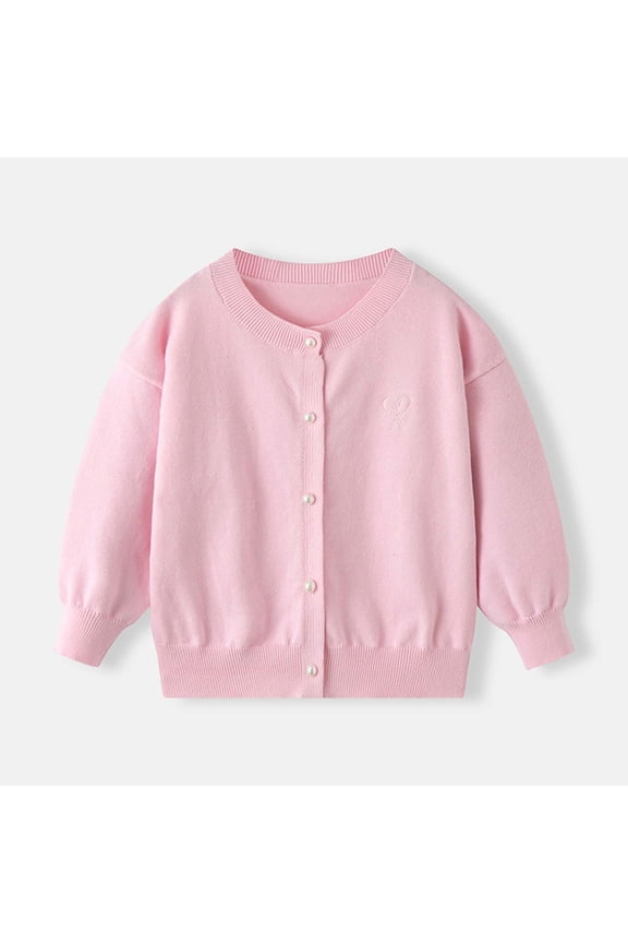 Cardigan Sweaters for Girls with Pearl Buttons Kids Fall Winter Long Sleeve Button Knit School Uniform Sweater Tops