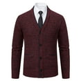 thumbnail image 1 of Cardigan Sweaters for Men Button-Down V Neck Long Sleeve Knitted Coats with Pockets Business Casual Solid Color Thermal Warm Work Outerwear Sweater, 1 of 7