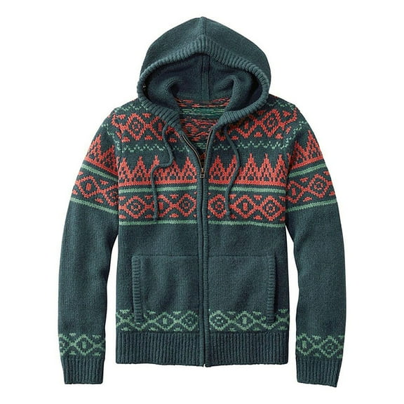 Cardigan Sweaters for Men Long Sleeve Cable Knit Hooded Sweater Loose Fit Jackets Color: Red Size: L
