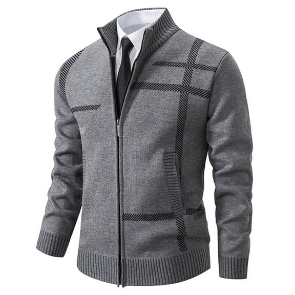 Cardigan Sweaters for Men Winter Zip Up Jacket Fall Casual Stand Collar Thick Knit Warm Cozy Jackets