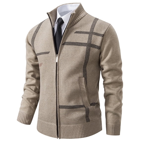 Cardigan Sweaters for Men Winter Zip Up Jacket Fall Casual Stand Collar Thick Knit Warm Cozy Jackets