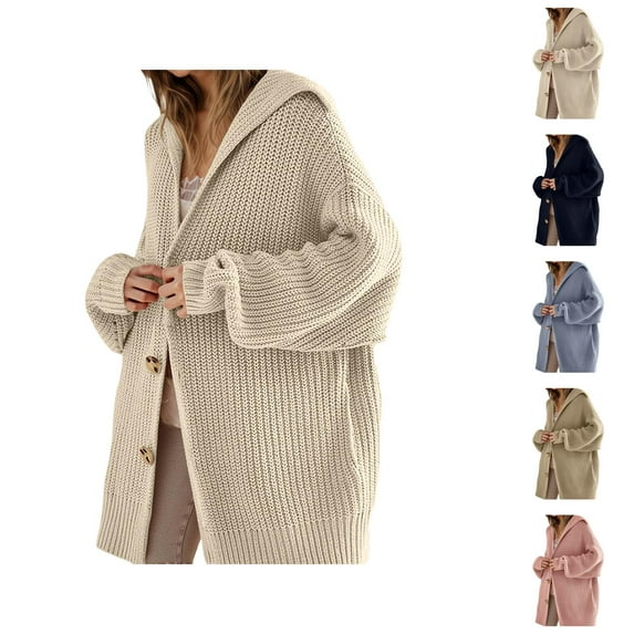 Cardigan Sweaters for Women 2025 Fall Winter Long Sleeve Button Collared Knit Oversized Slouchy Sweaters Coat