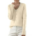 thumbnail image 1 of Cardigan Sweaters for Women 2025 Lightweight Knit Cardigan Long Sleeve V Neck Button Down Fall Outerwear Beige 2XL, 1 of 4