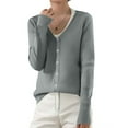 thumbnail image 1 of Cardigan Sweaters for Women 2025 Lightweight Knit Cardigan Long Sleeve V Neck Button Down Fall Outerwear Gray M, 1 of 4