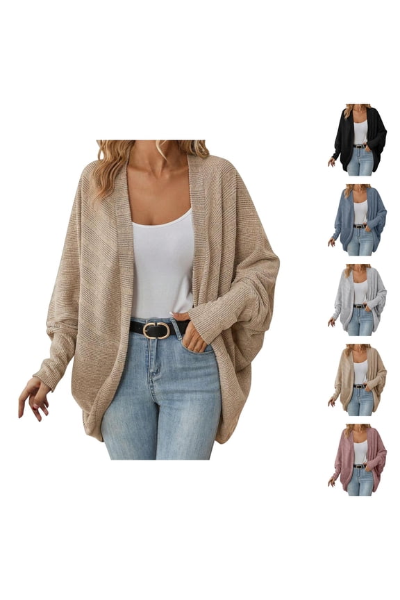 Cardigan Sweaters for Women 2025 Long Batwing Sleeve Open Front Oversized Knit Sweater Cardigans Outerwear