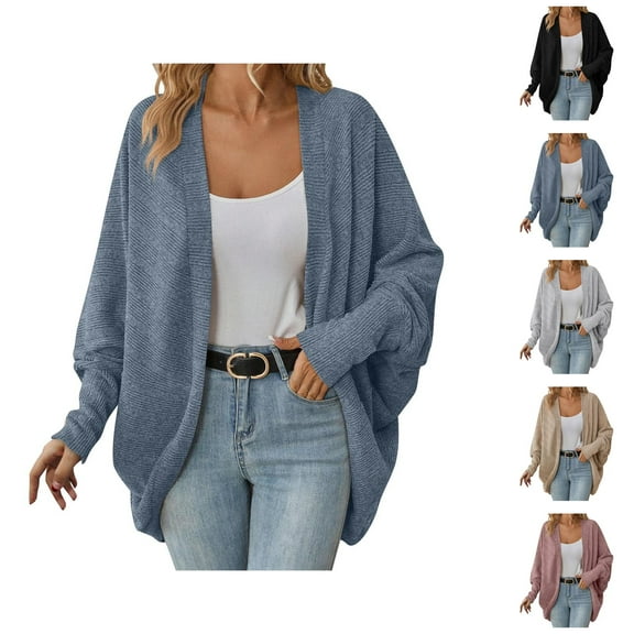 Cardigan Sweaters for Women 2025 Long Batwing Sleeve Open Front Oversized Knit Sweater Cardigans Outerwear