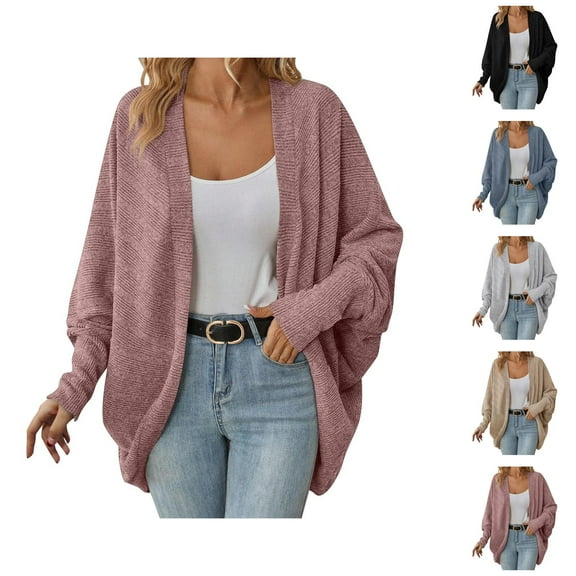 Cardigan Sweaters for Women 2025 Long Batwing Sleeve Open Front Oversized Knit Sweater Cardigans Outerwear