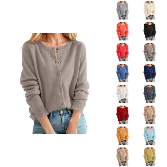 Cardigan Sweaters for Women 2025 Long Sleeve Crewneck Button Down Knit Fall Casual Sweater Cardigans Outerwear