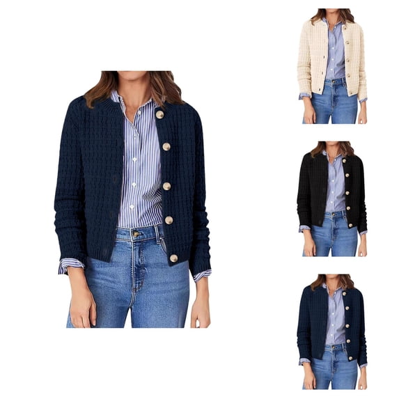 Cardigan Sweaters for Women 2025 Long Sleeve Round Neck Button Knitted Sweater Jacket Coat Womens Cardigan Sweaters
