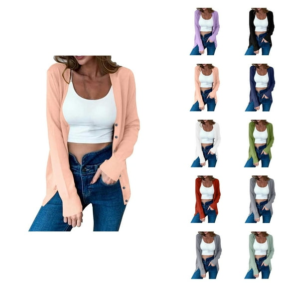 Cardigan Sweaters for Women 2025 Long Sleeve V Neck Button Casual Knit Fall Sweater Cardigans Outerwear