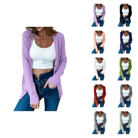 Cardigan Sweaters for Women 2025 Long Sleeve V Neck Button Casual Knit Fall Sweater Cardigans Outerwear