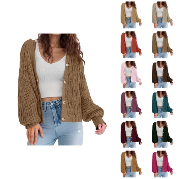 Cardigan Sweaters for Women 2025 Long Sleeve V-Neck Button Down Knitted Sweater Jacket Coat Womens Cardigan Sweaters
