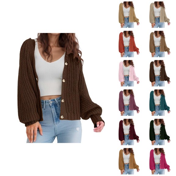 Cardigan Sweaters for Women 2025 Long Sleeve V-Neck Button Down Knitted Sweater Jacket Coat Womens Cardigan Sweaters