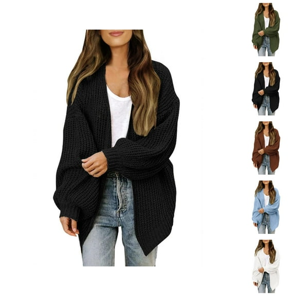 Cardigan Sweaters for Women 2025 Open Front Lantern Sleeve Knitted Sweater Jacket Coat Womens Cardigan Sweaters