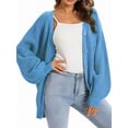 thumbnail image 1 of Cardigan Sweaters for Women Button-Down Long Sleeve Oversized Knit Outerwear  Blue XXL, 1 of 3