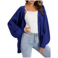 thumbnail image 1 of Cardigan Sweaters for Women Button-Down Long Sleeve Oversized Knit Outerwear Light Color Blue S, 1 of 6