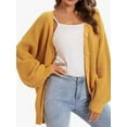 thumbnail image 1 of Cardigan Sweaters for Women Button-Down Long Sleeve Oversized Knit Outerwear Orange Yellow M, 1 of 5
