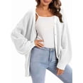 thumbnail image 1 of Cardigan Sweaters for Women Button-Down Long Sleeve Oversized Knit Outerwear White M, 1 of 6