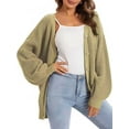 thumbnail image 1 of Cardigan Sweaters for Women Button-Down Long Sleeve Oversized Knit Outerwear Yellow Grey L, 1 of 4