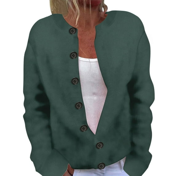 Cardigan Sweaters for Women Casual Button Solid Color Long Sleeve Sophisticated Knit Sweater Loose Fit Women'sCardigan