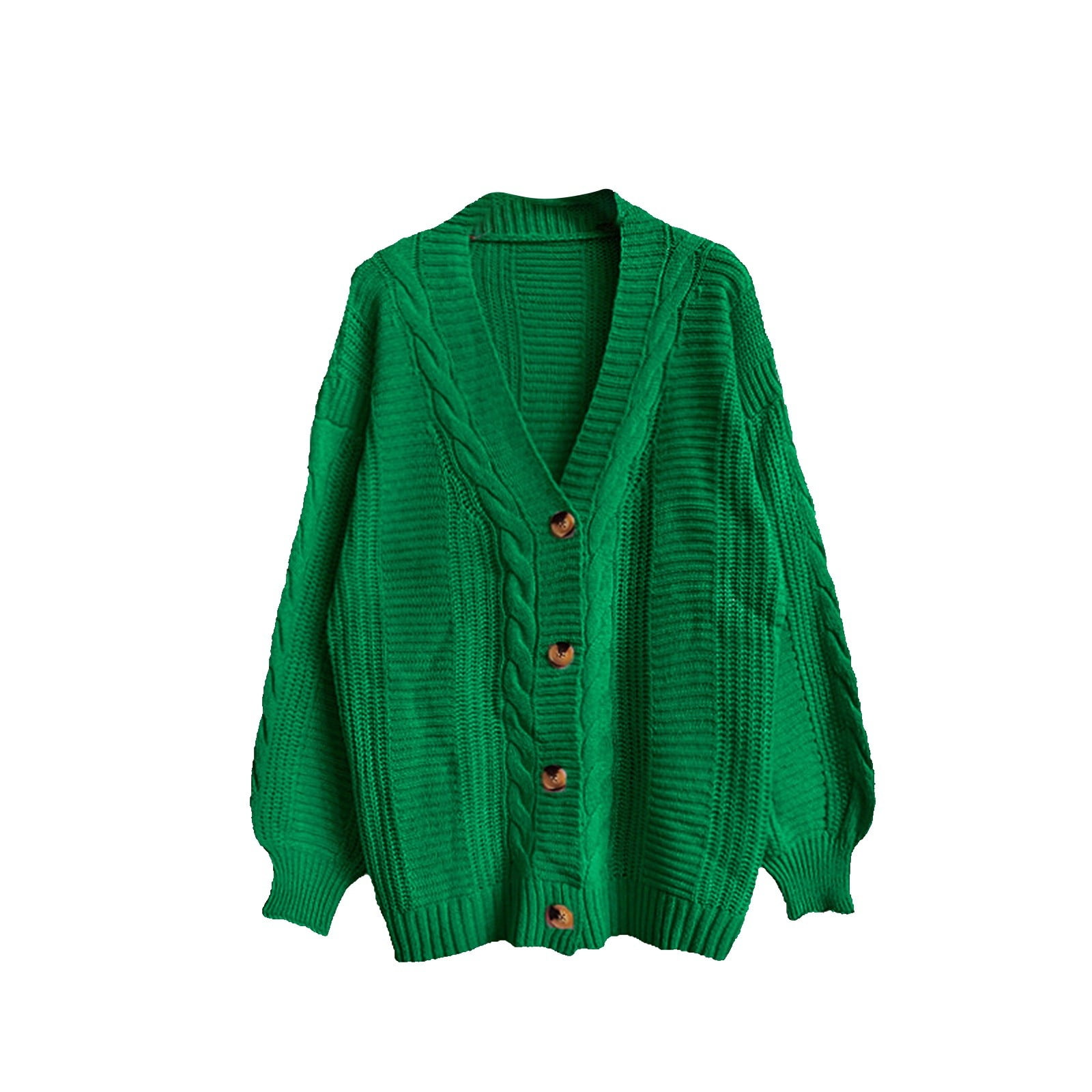Women's Long Sleeve Button-Down Cardigan Sweater Dress - Open Front V-Neck With Pockets, Contrast Hem