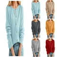 thumbnail image 1 of Cardigan Sweaters for Women Classic Crew Neck Buttons Solid Color Open Front Coat Long Sleeve Fall Winter Loose Caual Womens Cardigans Green M, 1 of 5