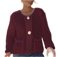 thumbnail image 1 of Cardigan Sweaters for Women Cotton Long Sleeve Knit Chunky Cardigans with Pockets Loose Button-Down Outerwear Wine, L, 1 of 7