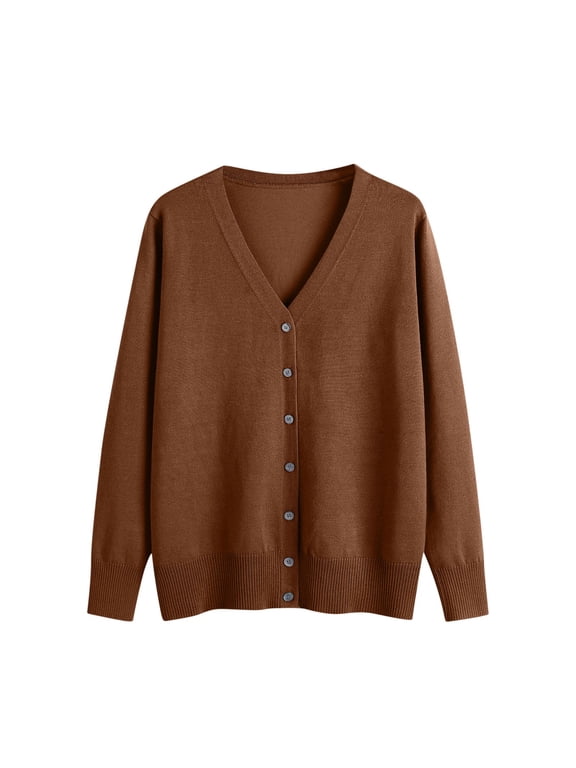 Cardigan Sweaters for Women Fall Trendy Button Down Open Front Lightweight Cardigans,XXXL,#1 Coffee
