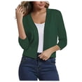 thumbnail image 1 of Cardigan Sweaters for Women Fall Winter Casual Loose Knitted Open Front Outwear Cropped Solid Color Comfy Tops,Green 1,2XL, 1 of 2