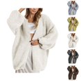 thumbnail image 1 of Cardigan Sweaters for Women Fall Winter Long Lantern Sleeve Loose Casual Open Front Fuzzy Sweater Coats Outerwear, 1 of 5