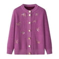 thumbnail image 1 of Cardigan Sweaters for Women Flower Embroidered Button Up Long Sleeve Knit Sweater Fall Winter Warm Top Relaxed Fit Women's Sweaters XXXXL, 1 of 4