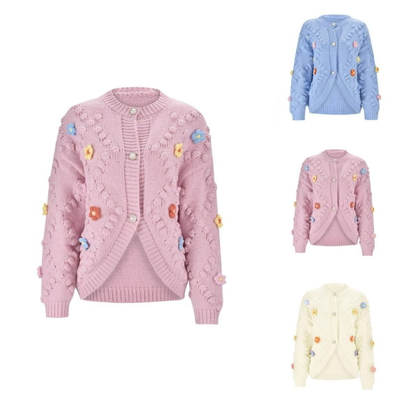 Cardigan Sweaters for Women Flower Embroidery Long Sleeve Button Knitted Sweater Coat Jacket Womens Cardigan Sweaters