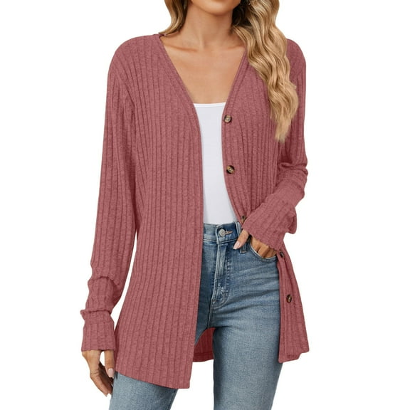 Cardigan Sweaters for Women Hemlock Autumn And Winter Solid Color Loose Long Sleeve Cardigan Coat Clothing Sweater