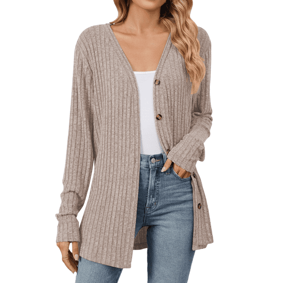 Cardigan Sweaters for Women Hemlock Autumn And Winter Solid Color Loose Long Sleeve Cardigan Coat Clothing Sweater
